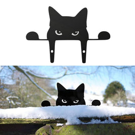 Black Cat Fence Outdoor Garden Decoration - Fun Gifts & More