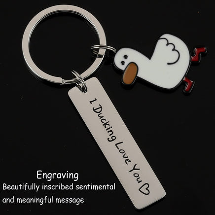 Funny Lover Gift Ducking Love You Cute Duck Pun Keychain Couples Jewelry Valentines Day Gift For Boyfriend Girlfriend - Fun Gifts & More