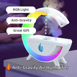 RGB Night Light Water Droplet Sprayer Anti-Gravity Air Humidifier 350ml Creative Home Office Mist Maker Diffuser Christmas Gift - Fun Gifts & More