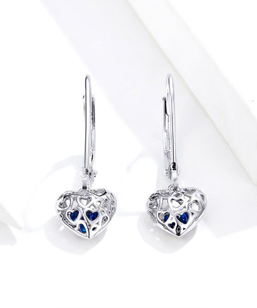 S925 Sterling Silver Stud Earrings Hollow Heart Shaped Earrings - Fun Gifts & More