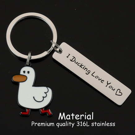 Funny Lover Gift Ducking Love You Cute Duck Pun Keychain Couples Jewelry Valentines Day Gift For Boyfriend Girlfriend - Fun Gifts & More