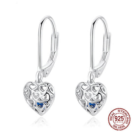 S925 Sterling Silver Stud Earrings Hollow Heart Shaped Earrings - Fun Gifts & More