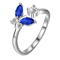 925 Sterling Silver Butterfly Ring with Sapphire Blue Crystal - Fun Gifts & More