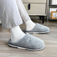 Solid Color Simple Cotton Slippers Winter Non-slip Home Warm Plush Slippers Household Indoor Couple Women's House Shoes - Fun Gifts & More