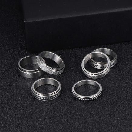 Stainless Steel Rotatable Spinner Ring Moon Stars Relieve Anxiety Rings - Fun Gifts & More