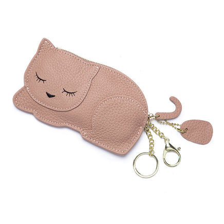 Cat Ultra-thin Coin Purse Genuine Leather Internet Celebrity Key Bag - Fun Gifts & More