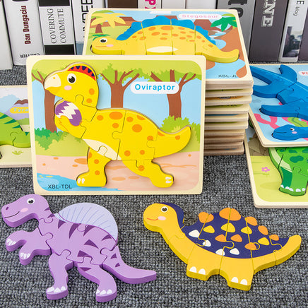 Baby Wooden Cartoon Dinosaur 3D Puzzle Jigsaw for Kids Montessori Early Learning Educational Puzzle Toys - Fun Gifts & More