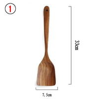 Thailand Teak Natural Wood Tableware Spoon Ladle Turner Long Rice Colander Soup Skimmer Cooking Spoons Scoop Kitchen Tool Set - Fun Gifts & More