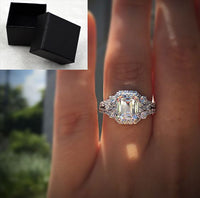 Wish Hot New Princess Square Simulation Diamond Ring Wedding Proposal Carat Shaped Diamond Female Wedding Ring - Fun Gifts & More