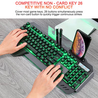 ErgonomicWired Gaming Keyboard with RGB Backlight Phone Holder - Fun Gifts & More