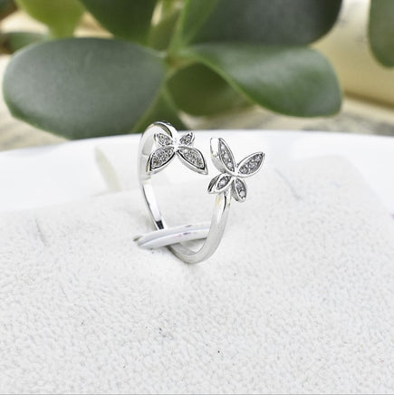 Sterling Silver Adjustable Butterfly Ring - Fun Gifts & More