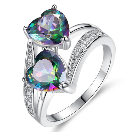 Purple double heart zircon ring - Fun Gifts & More