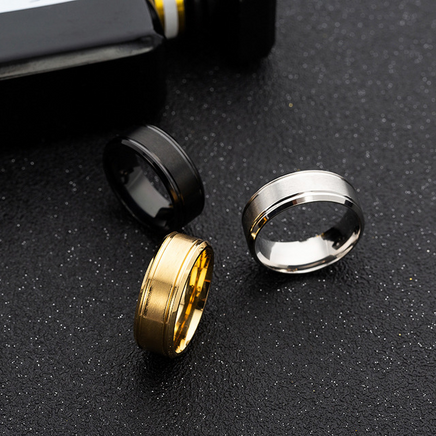 Mens Wedding Rings Black Sliver Gold Pure 8MM Rings - Fun Gifts & More