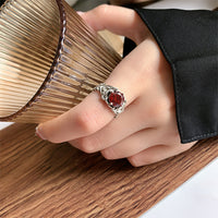 Original S925 Sterling Silver Trend Woven Red Zircon Ring - Fun Gifts & More