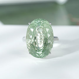 S925 Sterling Silver Green Amethyst Ring For Women Luxury Premium Retro Gem - Fun Gifts & More