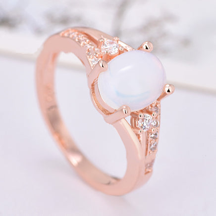 Natural Semi-Precious Moonstone Ring Simple - Fun Gifts & More