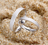 Silver S925 Sterling Silver Frosted Couple Ring - Fun Gifts & More