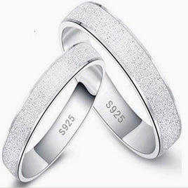 Silver S925 Sterling Silver Frosted Couple Ring - Fun Gifts & More