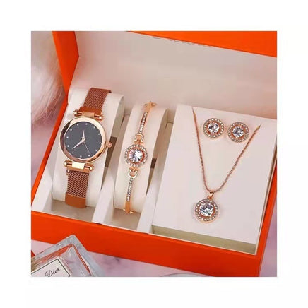 Women's Suit Gift 5-piece Set Watch Bracelet Ring Necklace Earrings Combination Gift Box - Fun Gifts & More