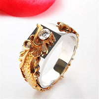 New Men's Domineering Dragon Pattern Two-color Zircon Rhinestone Ring Fashion Punk Hip Hop - Fun Gifts & More