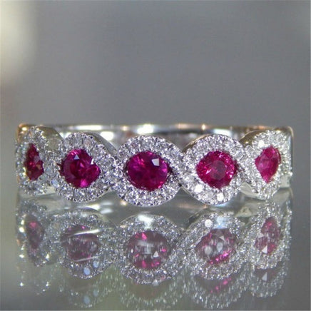 New micro-set ruby engagement ring Europe and the new grandmother green zircon strip - Fun Gifts & More