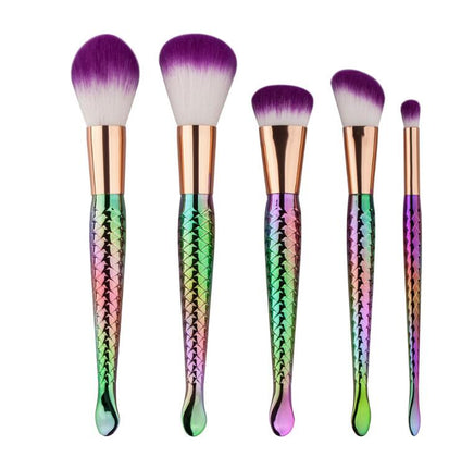 5 mermaid makeup brushes set beauty tools makeup fish type powder brush - Fun Gifts & More