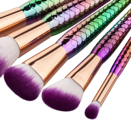 5 mermaid makeup brushes set beauty tools makeup fish type powder brush - Fun Gifts & More