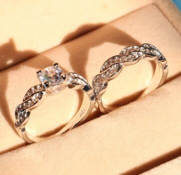 set of rings wedding ring set couple rings - Fun Gifts & More