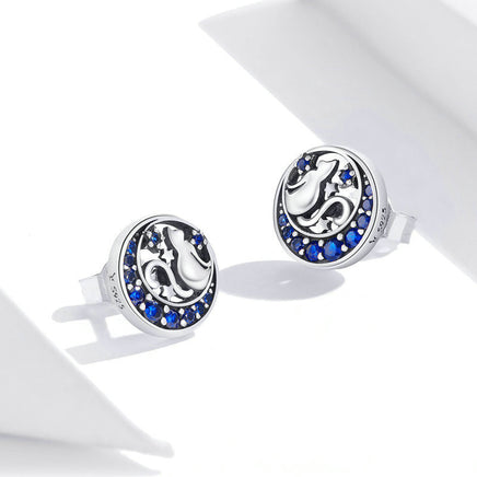 Moon Cat S925 sterling silver earrings - Fun Gifts & More