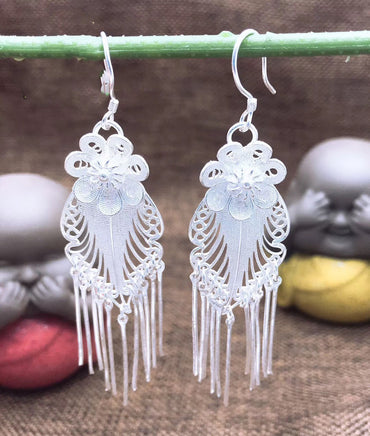 Flower tassel sterling silver earrings - Fun Gifts & More