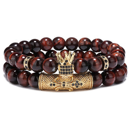 Micro-inlaid Crown Bracelet Natural Red Tiger Eye Bracelet Bracelet - Fun Gifts & More