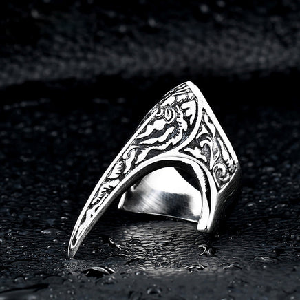 Nordic Amulet Jewelry Titanium Steel Carved Ring Raven Ring - Fun Gifts & More