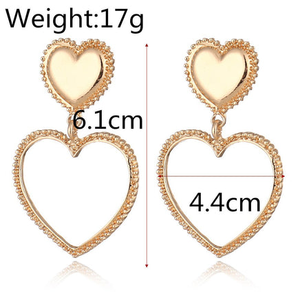 Metal-Sized Heart-Shaped Earrings With Exaggerated Studs Hollow Out Heart Shape - Fun Gifts & More