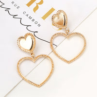 Metal-Sized Heart-Shaped Earrings With Exaggerated Studs Hollow Out Heart Shape - Fun Gifts & More