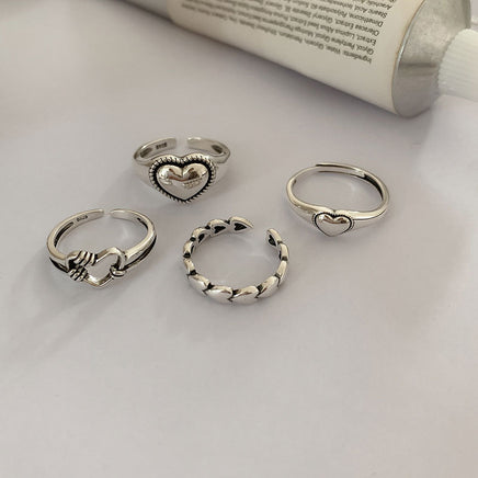 Open S925 Silver Love Hollow Out Ring - Fun Gifts & More