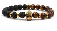 Beaded Bracelet Volcanic Stone Black Lava Marble Tiger Eye - Fun Gifts & More