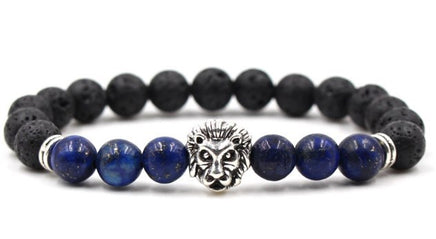 Beaded Bracelet Volcanic Stone Black Lava Marble Tiger Eye - Fun Gifts & More