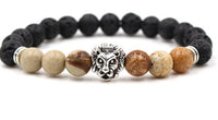 Beaded Bracelet Volcanic Stone Black Lava Marble Tiger Eye - Fun Gifts & More