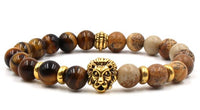 Beaded Bracelet Volcanic Stone Black Lava Marble Tiger Eye - Fun Gifts & More