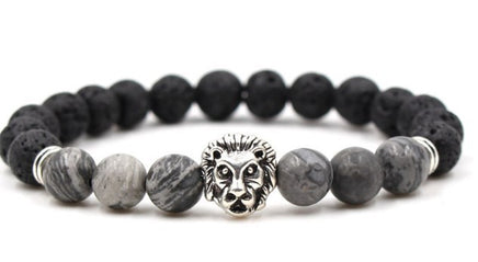 Beaded Bracelet Volcanic Stone Black Lava Marble Tiger Eye - Fun Gifts & More