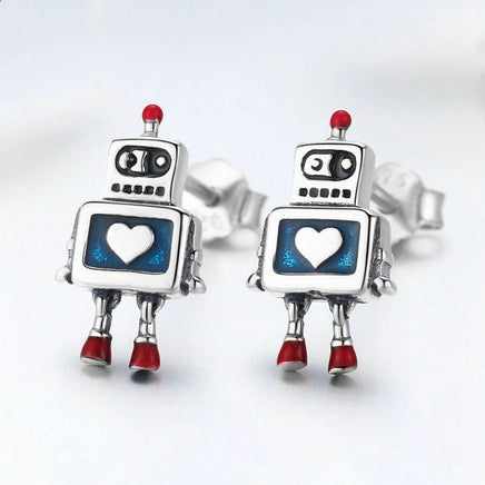 S925 Sterling Silver Robot Earrings - Fun Gifts & More