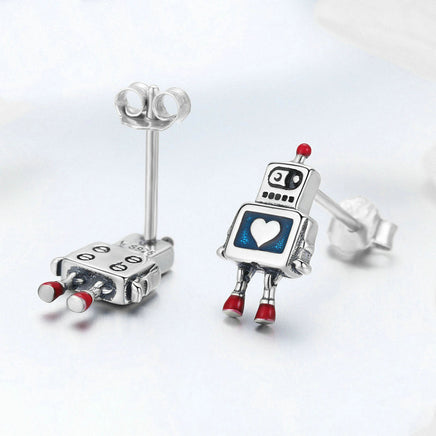 S925 Sterling Silver Robot Earrings - Fun Gifts & More