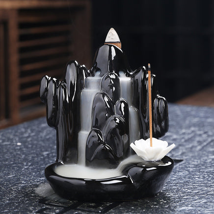 Backflow Incense Burner Sandalwood Incense Burner Aroma Diffuser Black Glaze Ceramic Ornaments Incense Line Incense Inserted Back Into The Incense Burner Tower Incense - Fun Gifts & More