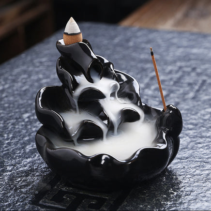 Backflow Incense Burner Sandalwood Incense Burner Aroma Diffuser Black Glaze Ceramic Ornaments Incense Line Incense Inserted Back Into The Incense Burner Tower Incense - Fun Gifts & More