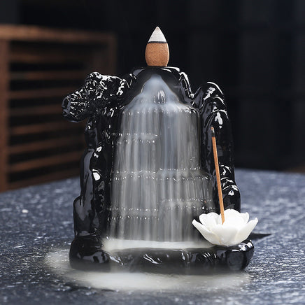 Backflow Incense Burner Sandalwood Incense Burner Aroma Diffuser Black Glaze Ceramic Ornaments Incense Line Incense Inserted Back Into The Incense Burner Tower Incense - Fun Gifts & More