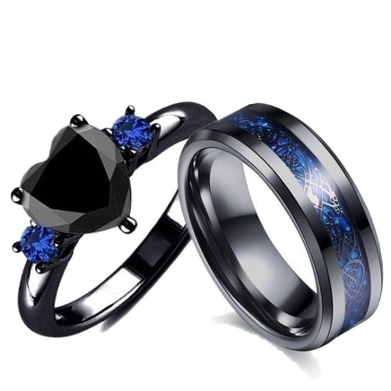 Black Heart Gemstone Wedding Ring - Fun Gifts & More