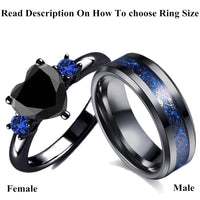 Black Heart Gemstone Wedding Ring - Fun Gifts & More