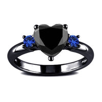 Black Heart Gemstone Wedding Ring - Fun Gifts & More