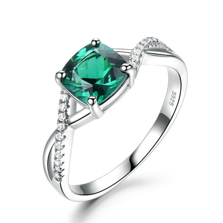 Ladies Emerald Ring Sterling Silver - Fun Gifts & More