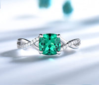 Ladies Emerald Ring Sterling Silver - Fun Gifts & More